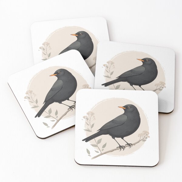 Item preview, Dibujo vintage de mirlo, Turdus merula, pájaros de invierno, pájaros británicos, pájaros cantores de Europa designed and sold by lagunaklein.