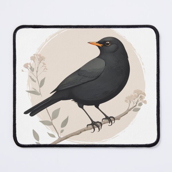 Item preview, Blackbird Vintage Drawing, Turdus merula, winter birds, british birds, songbirds of Europe designed and sold by lagunaklein.