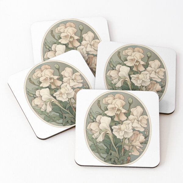 Item preview, Art Nouveau Watercolour Inspired Ivory Sweet Pea Flowers designed and sold by DarlaEdnaFleur.