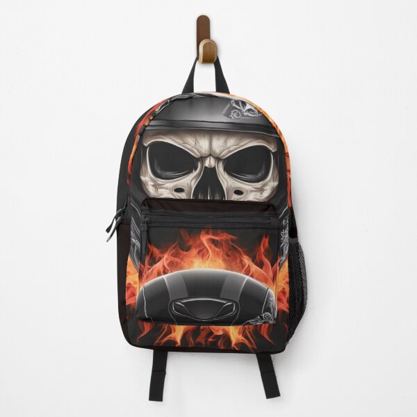 Item preview, skull in black helmet on fire designed and sold by YourTrendyTees.