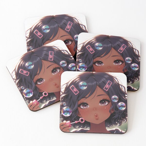 Item preview, 4 - Cute Black Anime Girl Bubbles designed and sold by N0WUC1.