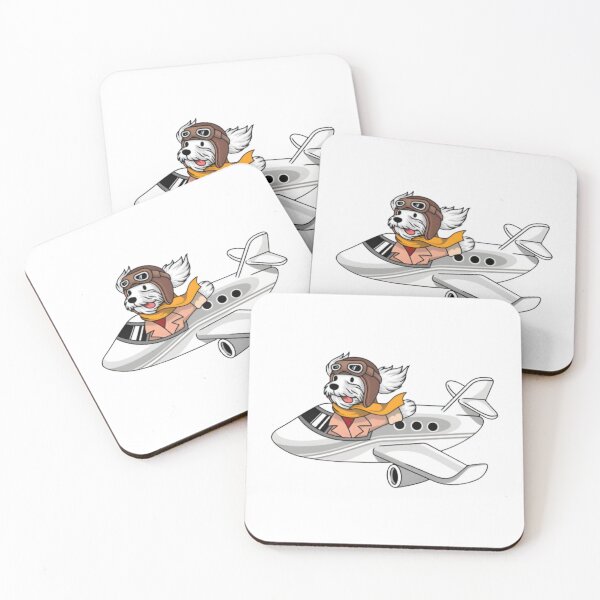 Item preview, cute dog flying with airplane cartoon designed and sold by Pawfectly Cute.