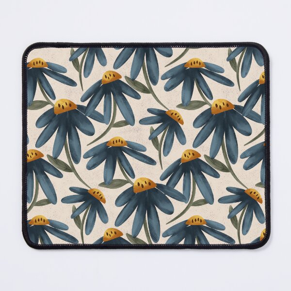 Item preview, Blue painterly coneflowers on a light beige background designed and sold by JasmineGDesigns.