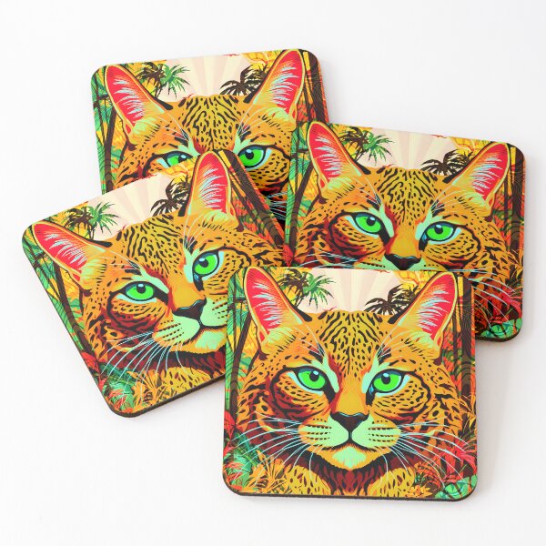 Item preview, Asiatic Golden Cat in Vibrant Colors designed and sold by Rokoyo Prints.