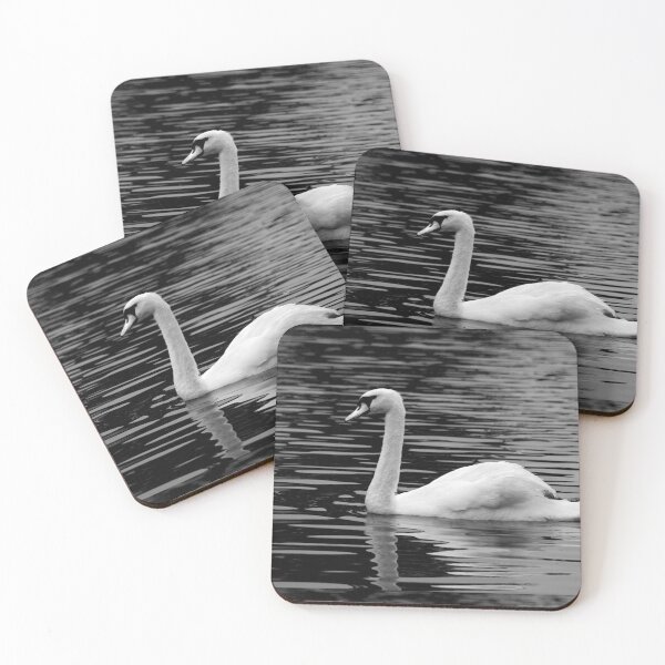 Item preview, Mute Swan Swimming on a Pond - Black and White designed and sold by pixelmountain.