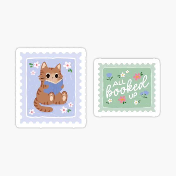 Item preview, all booked up cat stamp designed and sold by indiebookster.