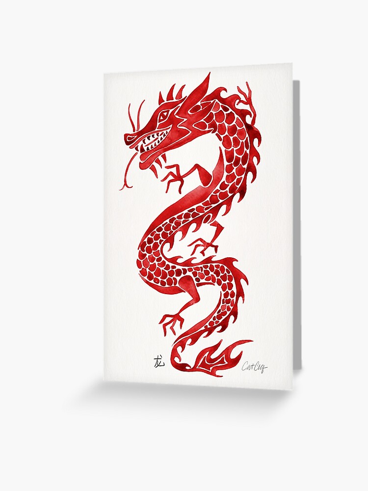 Chinese Dragon Crimson Palette Greeting Card For Sale By Cat