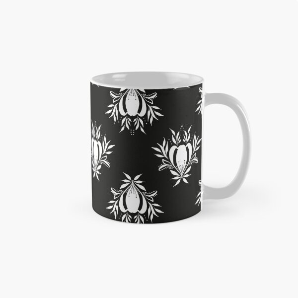 Artikelvorschau, Weißes dekoratives Blumenmuster auf Schwarz entworfen und verkauft von JaselviiStudio.