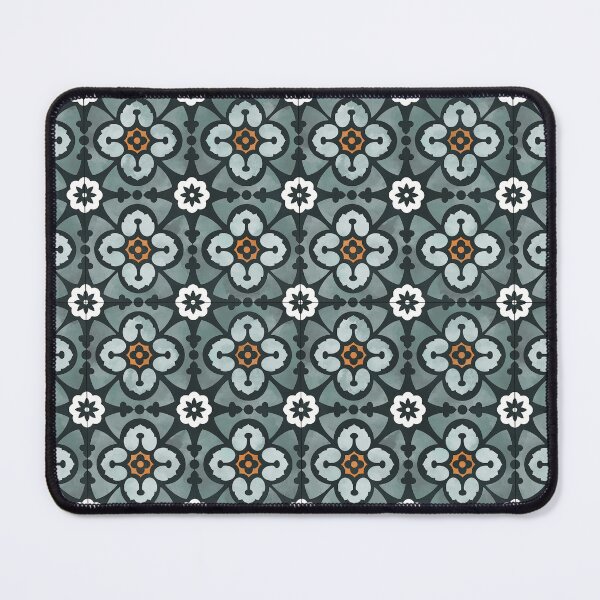 Item preview, Teal and White Floral Leaf Tile Reproduction designed and sold by MadeByGeeClowes.