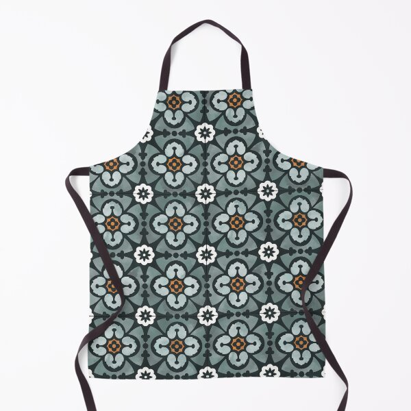 Item preview, Teal and White Floral Leaf Tile Reproduction designed and sold by MadeByGeeClowes.