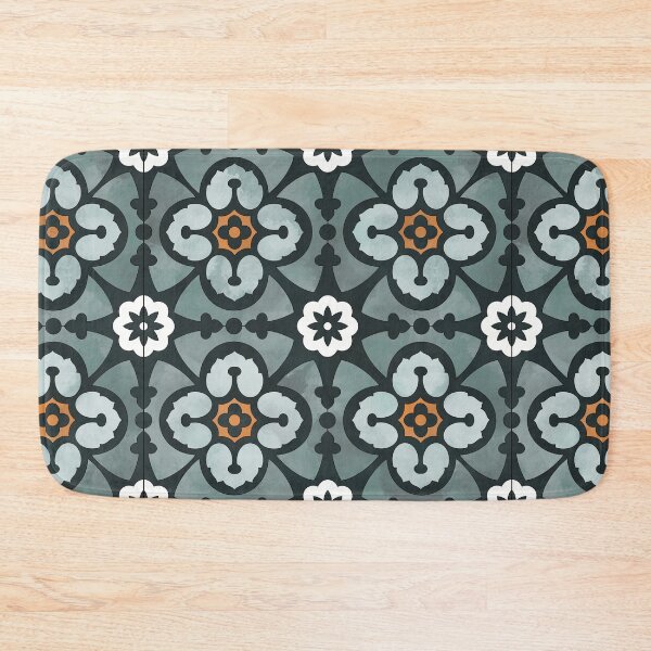 Item preview, Teal and White Floral Leaf Tile Reproduction designed and sold by MadeByGeeClowes.