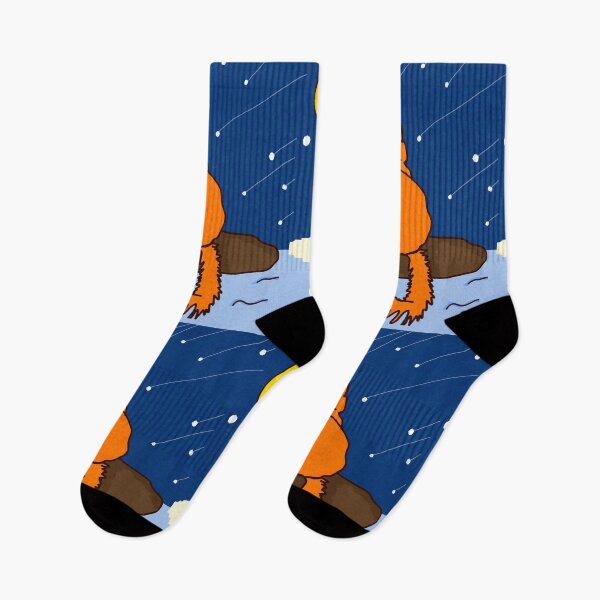 Item preview, An orange cat sits watching shooting stars amidst the moon. designed and sold by Kaewtaming.