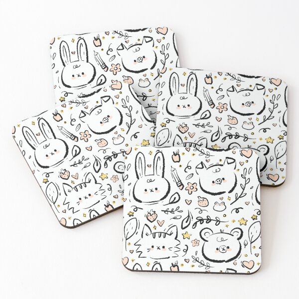 Item preview, Cute animal doodle pattern  designed and sold by Lorajean Gudmundsen.