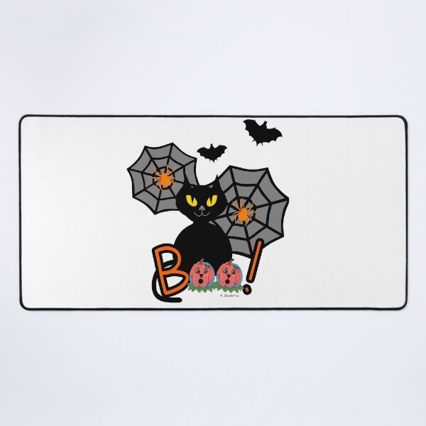 Item preview, Happy Halloween Black Cat With Flying Bats designed and sold by Sartoris Art.