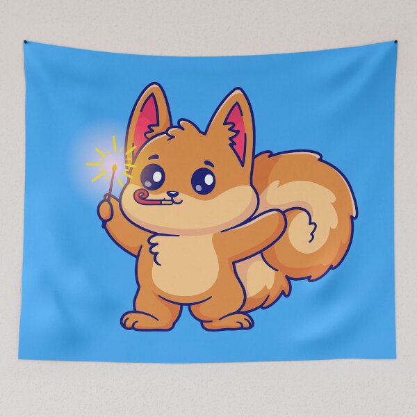 Item preview, Cute Squirrel Playing with Fireworks Cartoon Vector Icon Illustration designed and sold by hjian8219.