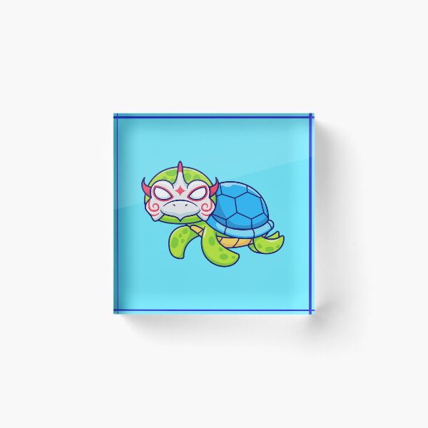 Item preview,  Cute Turtle with Kitsune Mask Cartoon Vector Icon Illustration designed and sold by hjian8219.