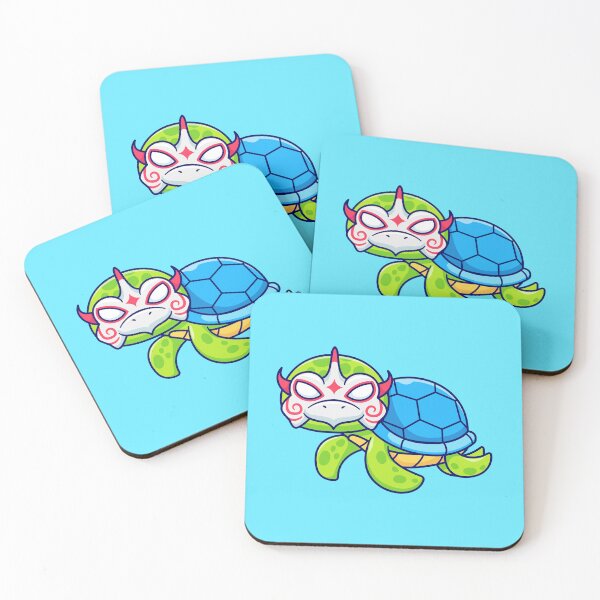 Item preview,  Cute Turtle with Kitsune Mask Cartoon Vector Icon Illustration designed and sold by hjian8219.