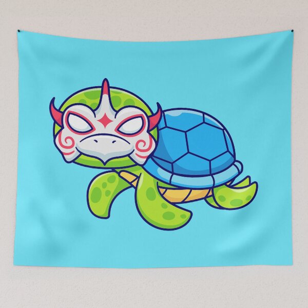 Item preview,  Cute Turtle with Kitsune Mask Cartoon Vector Icon Illustration designed and sold by hjian8219.