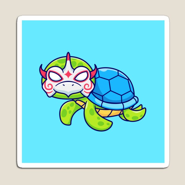Item preview,  Cute Turtle with Kitsune Mask Cartoon Vector Icon Illustration designed and sold by hjian8219.