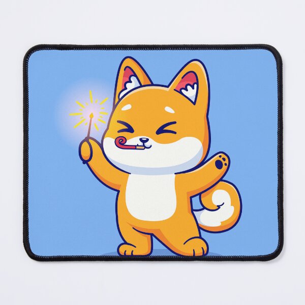 Item preview, Cute Shiba Inu Dog Playing with Fireworks Cartoon Vector Icon Illustration designed and sold by hjian8219.