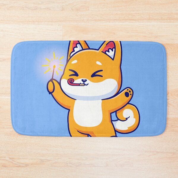 Item preview, Cute Shiba Inu Dog Playing with Fireworks Cartoon Vector Icon Illustration designed and sold by hjian8219.