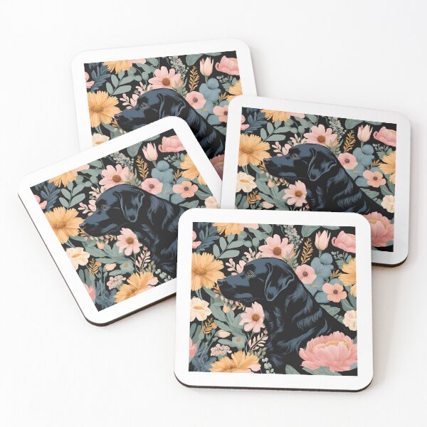 Artikelvorschau, Blumen Wildblumen Hund Schwarz Labrador entworfen und verkauft von InkImagination1.