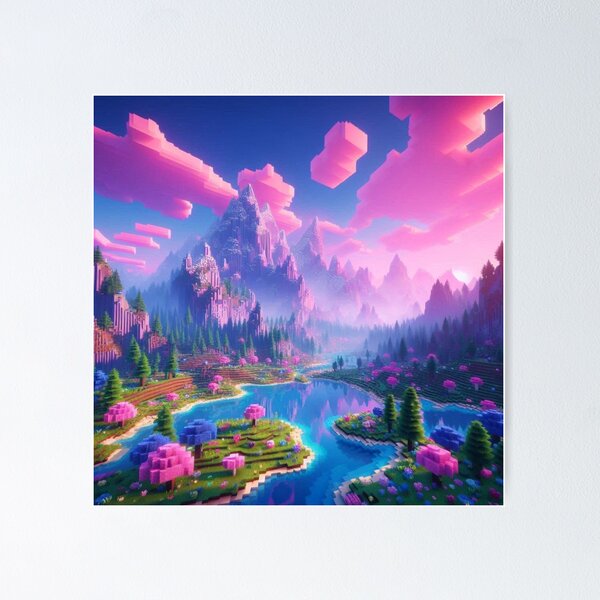 Artikel-Vorschau von Minecraft Fantasie Berglandschaft, designt und verkauft von LyssasMindArt.