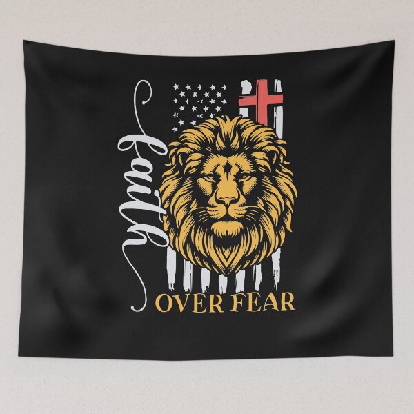 Item preview, Colorful Flag, Cross, Lion, Faith Over Fear designed and sold by AlienOccupation.