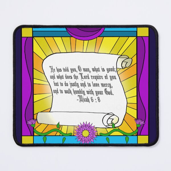 Item preview, Micah 6:8 stain glass designed and sold by Eclectic Gold.