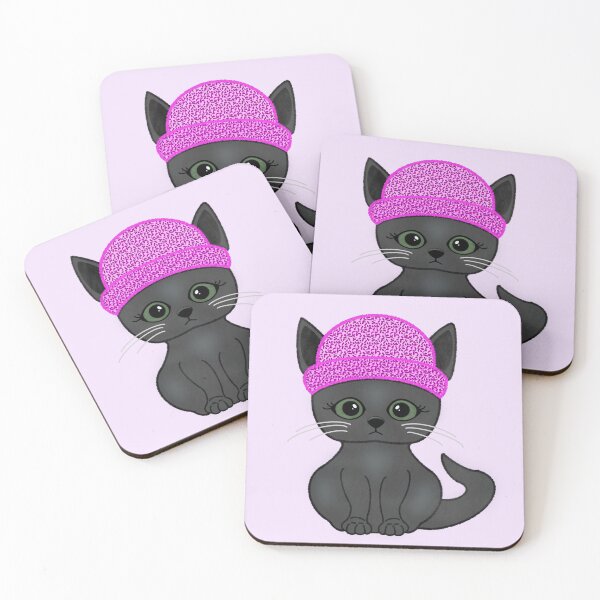 Item preview, Black Cat with Pink Beanie  designed and sold by kylie-kd.