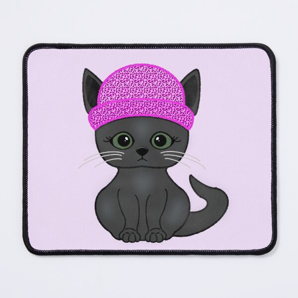 Item preview, Black Cat with Pink Beanie  designed and sold by kylie-kd.