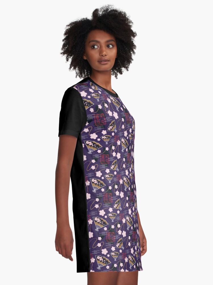 Alternate view of Asian Fans in Violet Graphic T-Shirt Dress