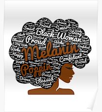 Melanin Poppin Natural Hair Afro Art Black Woman Poster