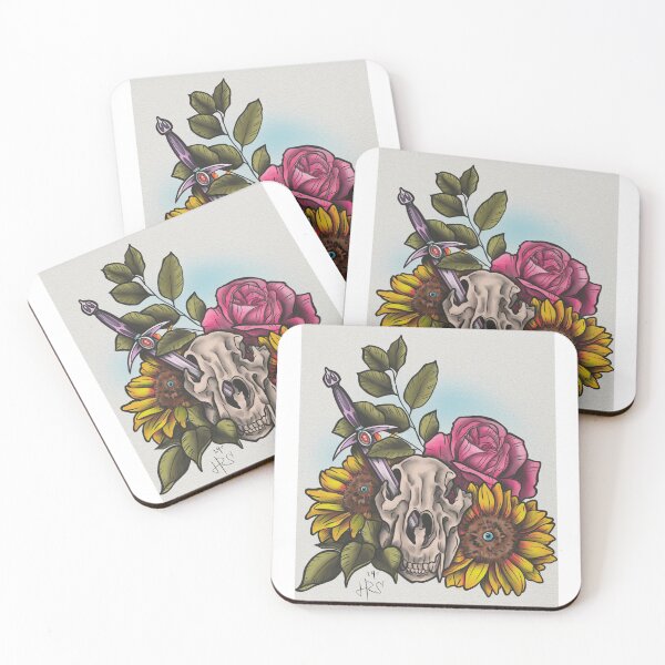 Item preview, Raccoon skull and flowers designed and sold by HoodRatSwagger.