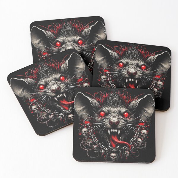 Item preview, Devil Rat with skulls and chain collar designed and sold by BatsAndRats.