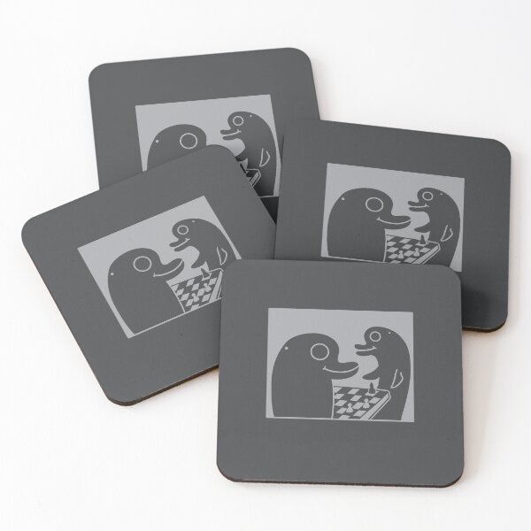 Item preview, Dolphins playing chess, minimalist naive art style in light gray designed and sold by martodesign.