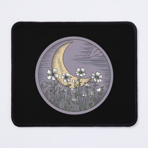Item preview, Third of the Seven Nights. Moonlit Night, Meadow, Blooming Flowers against the Moon. Magical Print. designed and sold by Zenithara.