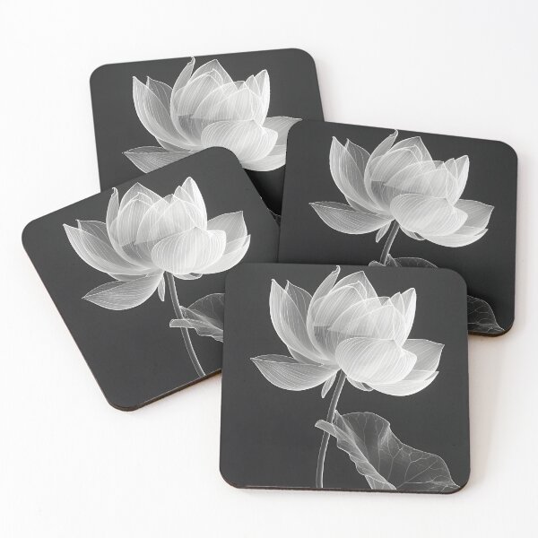 Item preview, Lotus X-Ray: Black and White Monochrome Botanical Art designed and sold by coffee2cabernet.
