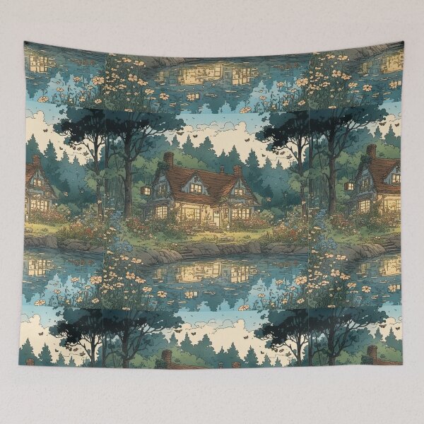 Item preview, whimsical cottage designed and sold by rainbowcatnip.