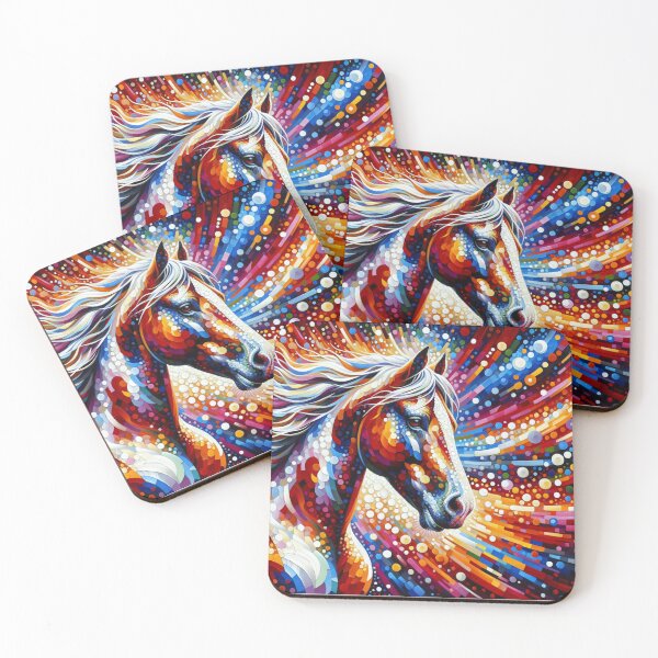 Item preview, Brown and white horse modern pointillism designed and sold by Catherine Harrison.