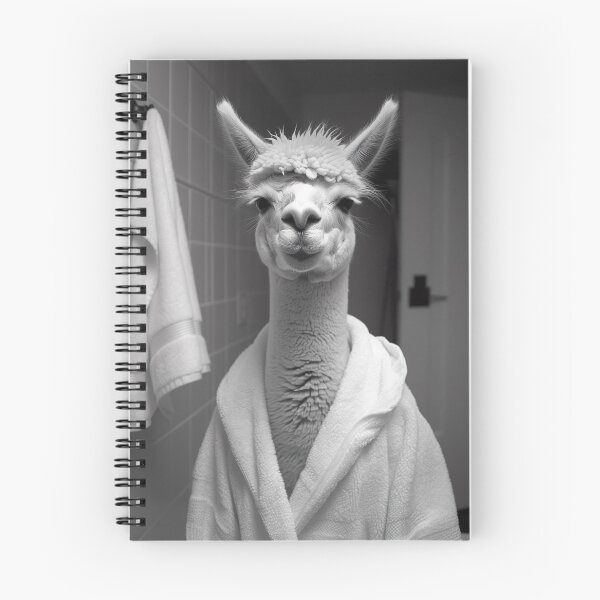 Item preview, Alpaca Wearing a Bathrobe in the Bathroom designed and sold by CheekyAnimalz.