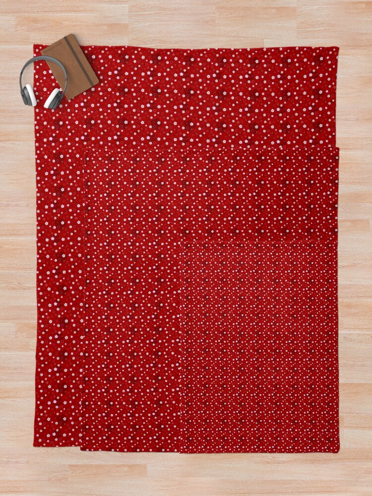 Alternate view of Cherry Blossom Season in Red and Pink Throw Blanket