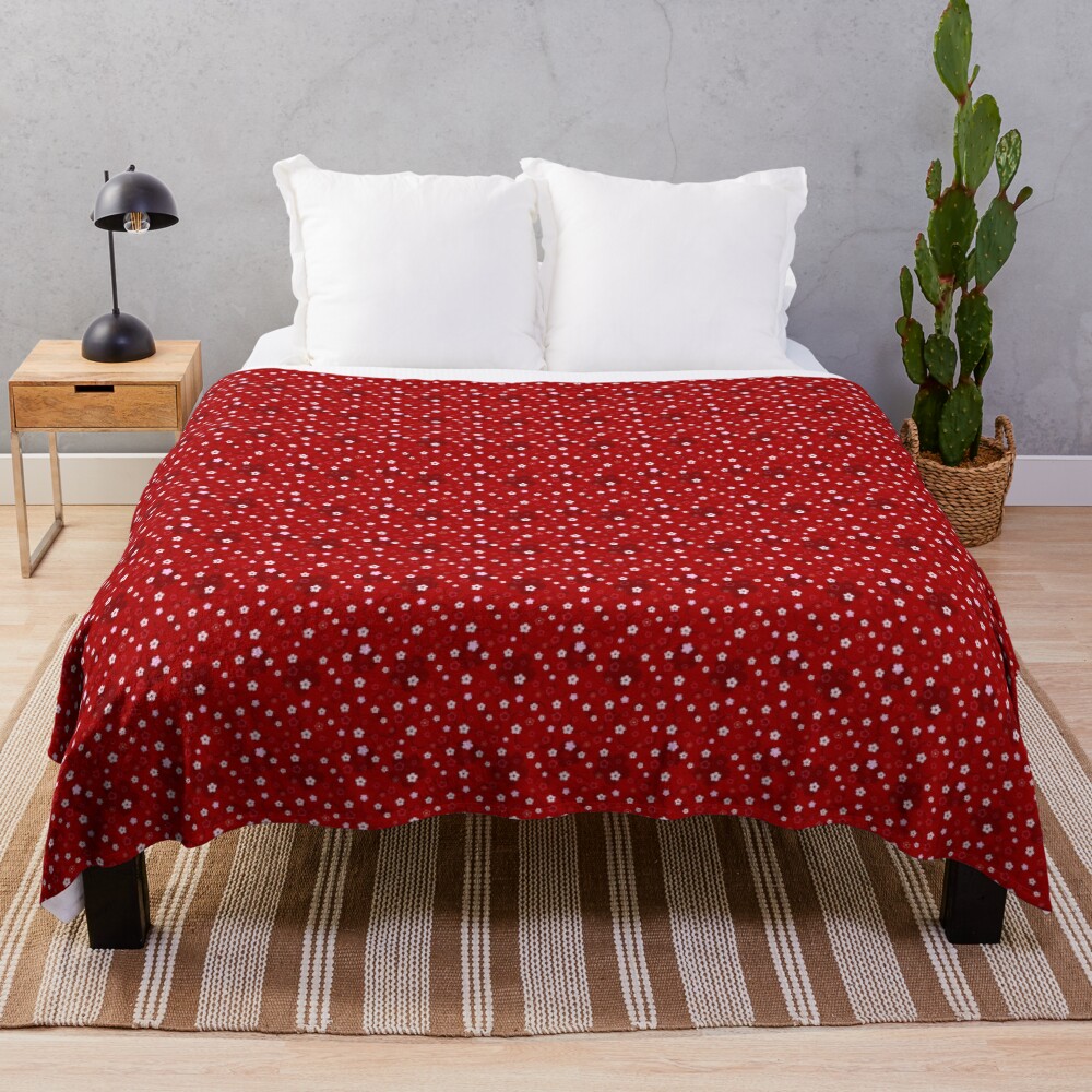 Cherry Blossom Season in Red and Pink Throw Blanket