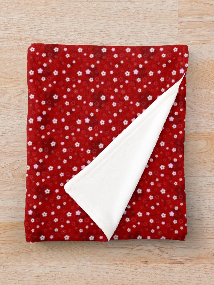 Alternate view of Cherry Blossom Season in Red and Pink Throw Blanket