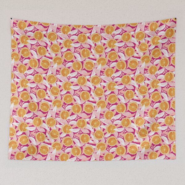 Item preview, Oranges, yellow on dark pink background designed and sold by Alex  Blud.
