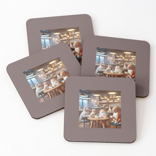 Item preview, Adorable Dog and Cat Enjoying Coffee Together designed and sold by choder61.
