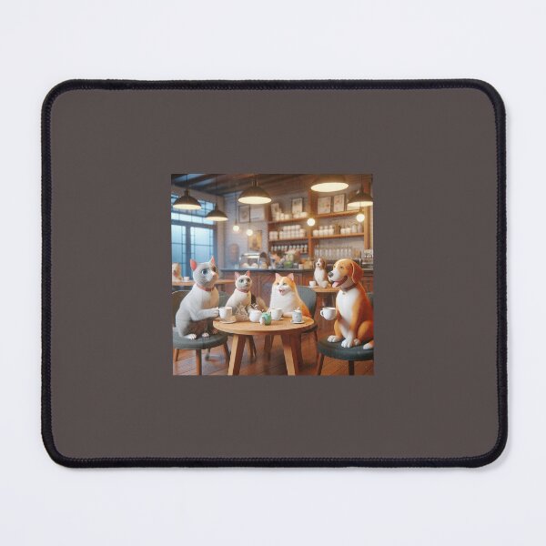 Item preview, Adorable Dog and Cat Enjoying Coffee Together designed and sold by choder61.