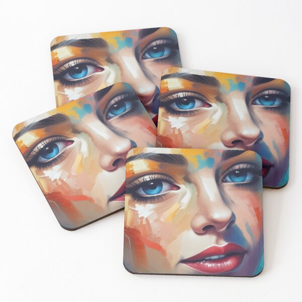 Item preview, Abstract picture of a beautiful woman. Fragment Oil portrait painting in multicolored tones.Conceptual closeup of an oil painting and palette knife on canvas designed and sold by bvdesignart.