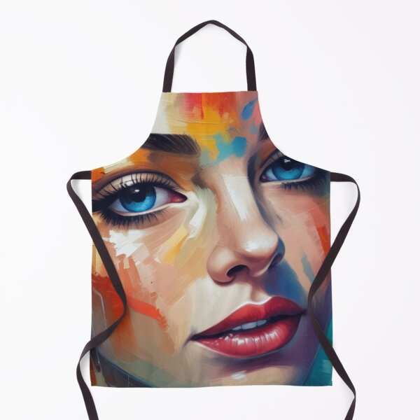 Item preview, Abstract picture of a beautiful woman. Fragment Oil portrait painting in multicolored tones.Conceptual closeup of an oil painting and palette knife on canvas designed and sold by bvdesignart.