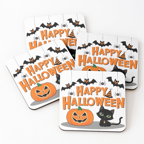 Item preview, Happy Halloween Day , Cute pumpkin, Bat and spider scary smile and black cat party, vector illustration designed and sold by CreativebyTKK.